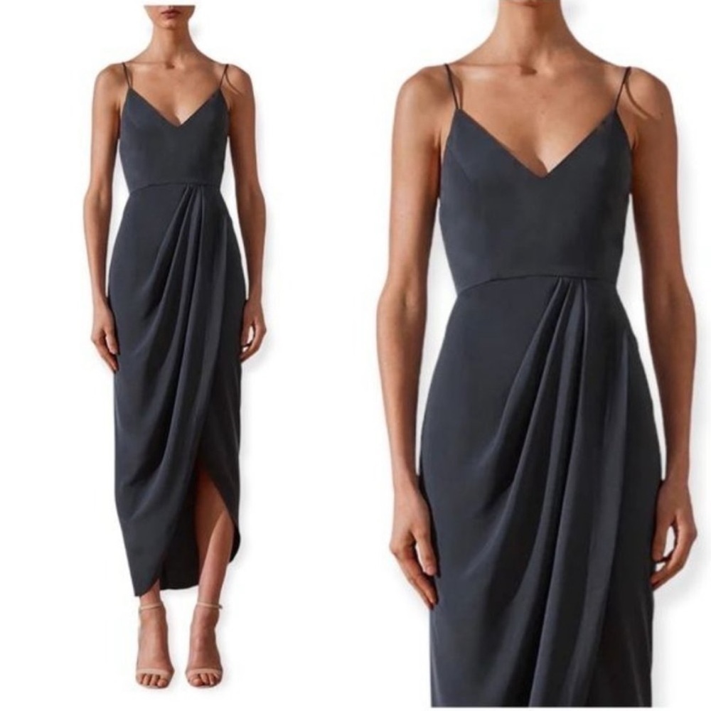 Shona Joy Core Cocktail Dress Elegant Simple Charcoal Size 8